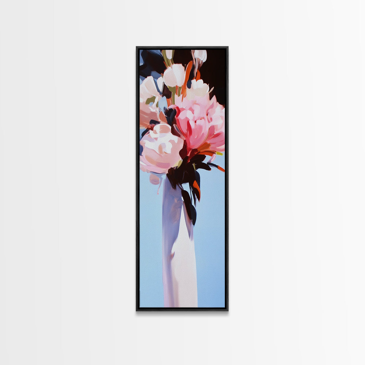 Abstract Floral Art, Bold Flower Painting, Romantic Wall Decor, Framed Canvas Print, Modern Home Art, Feminine Aesthetic, Bedroom Wall Art