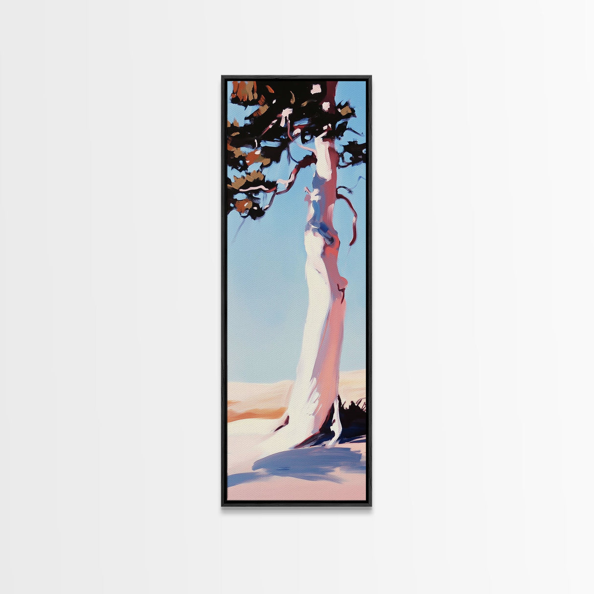Tree Silhouette Art, Nature Print, Tranquil Wall Decor, Framed Canvas Print, Modern Landscape, Living Room Art, Contemporary Style