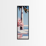Coastal Palm Tree, Tropical Wall Art, Seaside Home Decor, Framed Canvas Print, Pastel Beach Aesthetic, Living Room Art, Summer Vibes