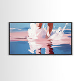 Ocean Reflection, Pink Waves, Beach Aesthetic, Coastal Art, Living Room Wall Art, Modern Seascape, Surreal Art, Framed Canvas Print