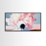 Abstract Explosion, Pink Cloud Art, Surreal Dreamy Painting, Modern Pastel Wall Decor, Whimsical Home Aesthetic, Framed Canvas Print