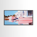 Boats Harbor, Reflection, Canvas Print, Coastal Art, Nautical Wall Art, Minimalist Home Decor, Serene Seascape, Modern Living Room Art