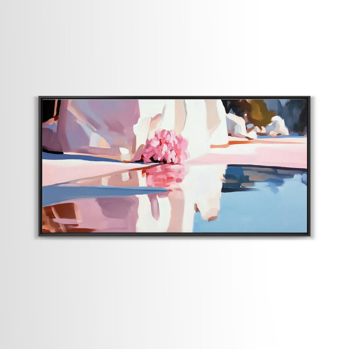 Pink Reflection, Abstract Nature, Boho Art, Floral Wall Decor, Bedroom Wall Art, Canvas Print, Minimalist Water Reflection, Pastel Tones