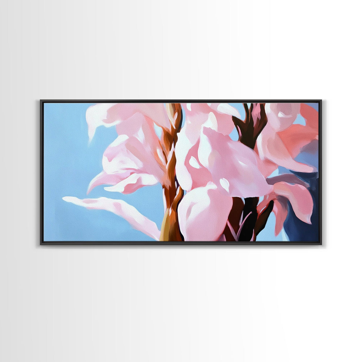 Pink Flowers, Floral Art, Nature Painting, Canvas Print, Spring Wall Decor, Botanical Artwork, Bedroom Decor, Minimalist Pastel Painting