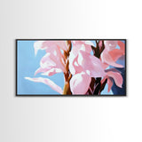 Pink Flowers, Floral Art, Nature Painting, Canvas Print, Spring Wall Decor, Botanical Artwork, Bedroom Decor, Minimalist Pastel Painting