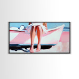 Barefoot on Boat, Coastal Lifestyle, Serene Beach Art, Nautical Aesthetic, Minimalist Wall Decor, Pastel Home Art, Canvas Print