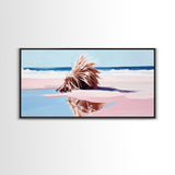 Driftwood on the Shore, Coastal Nature Print, Beach House Decor, Boho Seaside Art, Minimalist Ocean Photography, Bedroom Framed Canvas Print