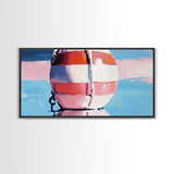 Nautical Buoy Reflection, Coastal Wall Art, Ocean Beach Print, Minimalist Seaside Decor, Modern Nautical Art, Bedroom Framed Canvas Print