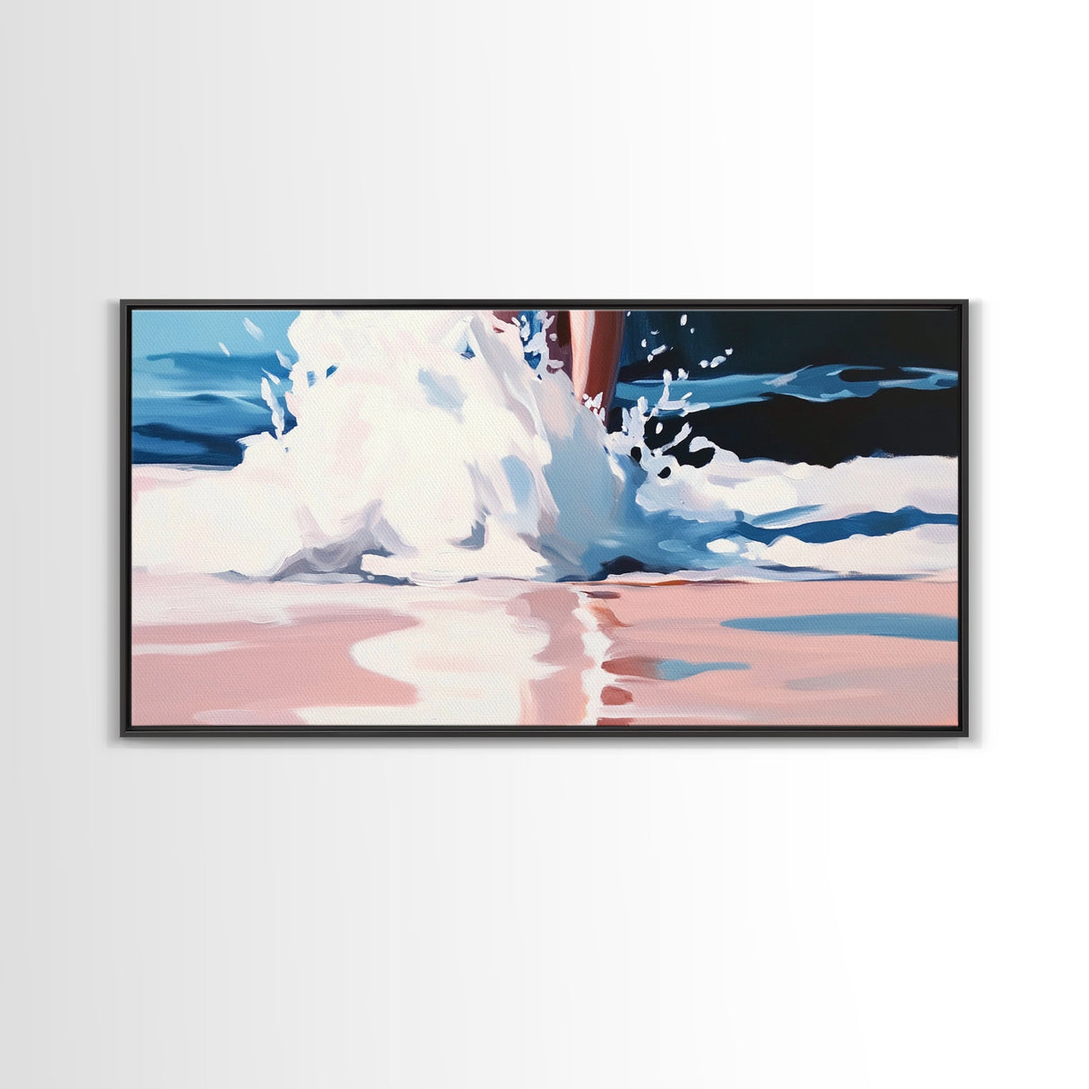 Ocean Waves Splash, Coastal Surf Print, Dynamic Beach Wall Art, Nautical Seaside Decor, Modern Blue Aesthetic, Bathroom Canvas Print