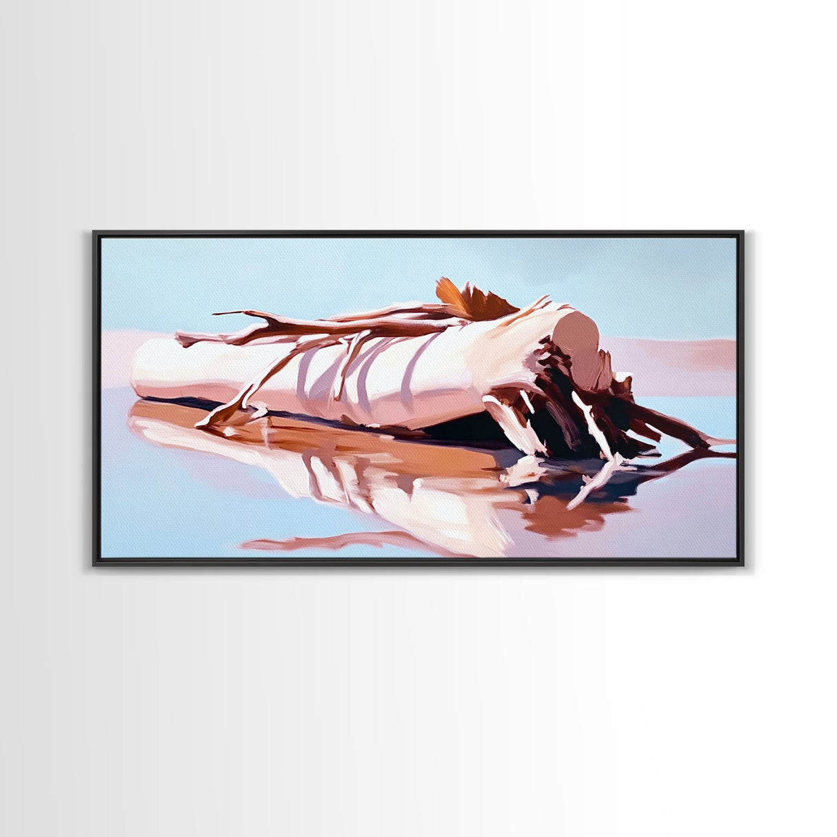 Driftwood Reflection, Coastal Wall Art, Beach House Decor, Nature-Inspired, Neutral Art, Minimalist Style, Canvas Print, Living Room
