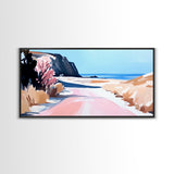 Ocean Road, Coastal Drive, Scenic Beach Art, Framed Canvas Print, Nautical Decor, Minimalist Landscape, Calm Vibes, Living Room Wall Art