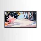 Palm Trees, Tropical Beach Art, Coastal Home Decor, Framed Canvas Print, Living Room Wall Art, Ocean View, Summer Landscape