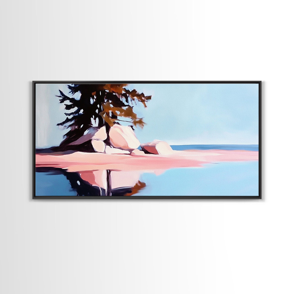 Lone Tree, Coastal Landscape, Canvas Print, Minimalist Nature Art, Tranquil Seascape, Modern Beach House Decor, Large Wall Art, Office