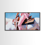 Western Rider, Cowgirl Art, Equestrian Wall Decor, Rustic Country Aesthetic, Pink and White Painting, Ranch Home Decor, Framed Canvas Print