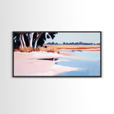 Marsh Landscape, Seaside Escape, Nature Painting, Calm Aesthetic, Framed Canvas Print, Coastal Wall Art, Living Room Decor, Fall Landscape