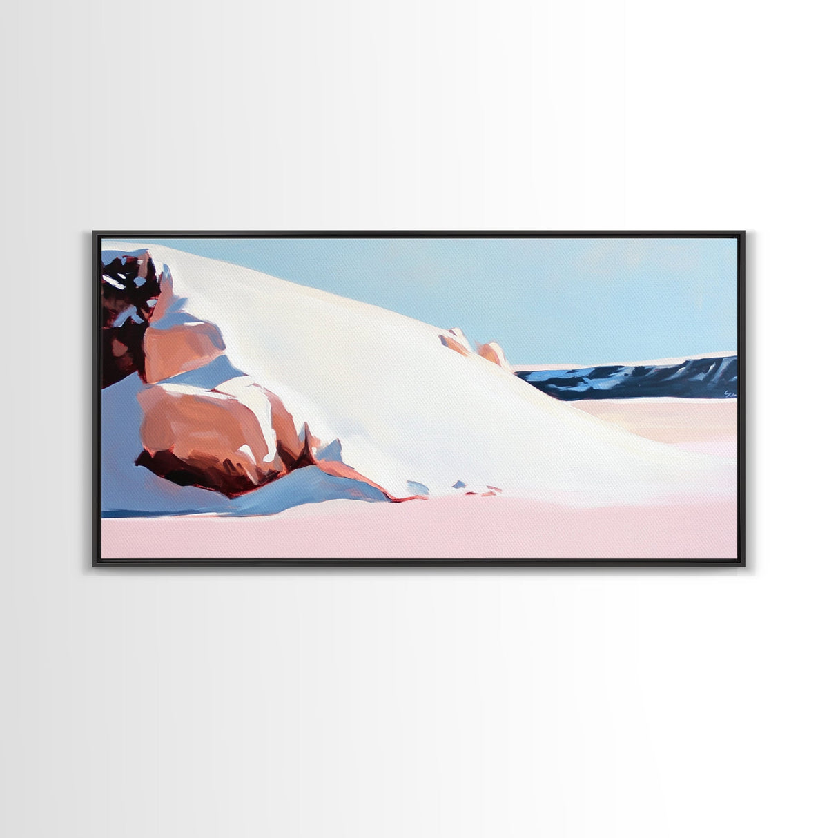 Sand Dunes, Ocean Breeze, Coastal Serenity, Pastel Beach, Framed Canvas Print, Minimalist Art, Modern Home Decor, Living Room Wall Art