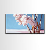 Pampas Grass, Boho, Minimalist, Framed Canvas Print, Neutral Home Decor, Nature-Inspired, Bedroom Wall Art, Coastal Chic Accent