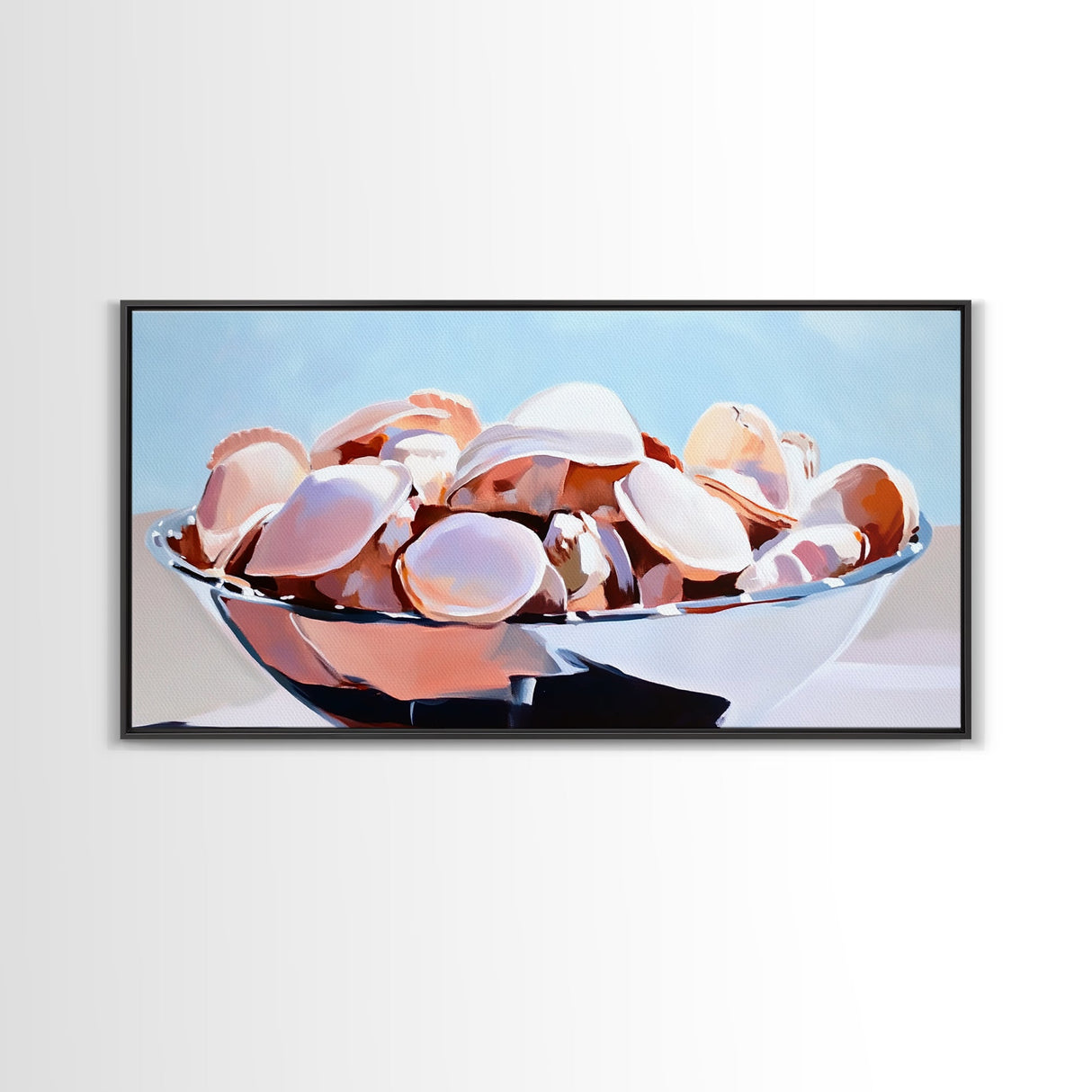 Seashell Bowl, Coastal Still Life, Beach House Decor, Ocean Aesthetic, Nautical Kitchen Wall Art, Minimalist Art, Canvas Print, Summer Vibes