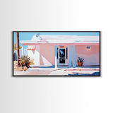 Pink Desert, Midcentury House, Southwest Art, Boho Wall Decor, Modern Pastel Painting, Framed Canvas Print, Minimalist Home Decor