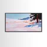 Snowy Landscape, Winter Art, Canvas Print, Christmas Wall Decor, Cozy Home Art, Minimalist Snow Scene, Holiday Art, Cabin Wall Decor