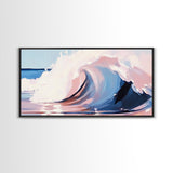 Wave Curl, Ocean Surf, Framed Canvas Print, Coastal Wall Art, Surfer Aesthetic, Beach House Decor, Minimalist Seascape