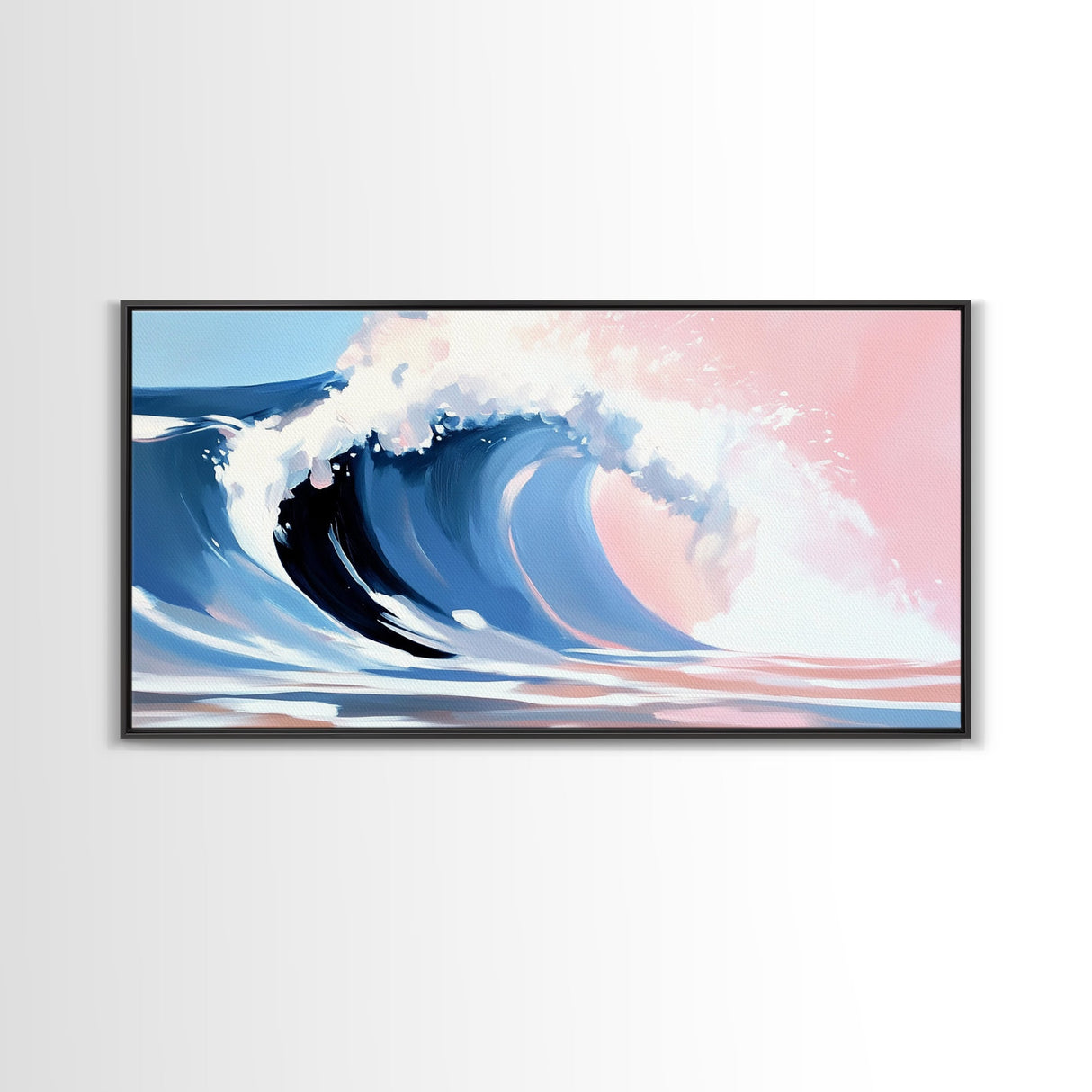 Ocean Wave, Surf Art, Framed Canvas Print, Coastal Decor, Beach House Wall Art, Pastel Seascape, Modern Home Aesthetic