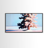 Winter Tree, Snowy Landscape, Framed Canvas Print, Minimalist Nature Art, Serene Wall Decor, Cozy Winter Aesthetic, Modern Wall Art
