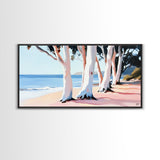 Eucalyptus Grove, Coastal Path, Sunlit Trees, Relaxing Beach Scene, Natural Beauty, Soft Pastel Tones, Modern Home, Canvas Print