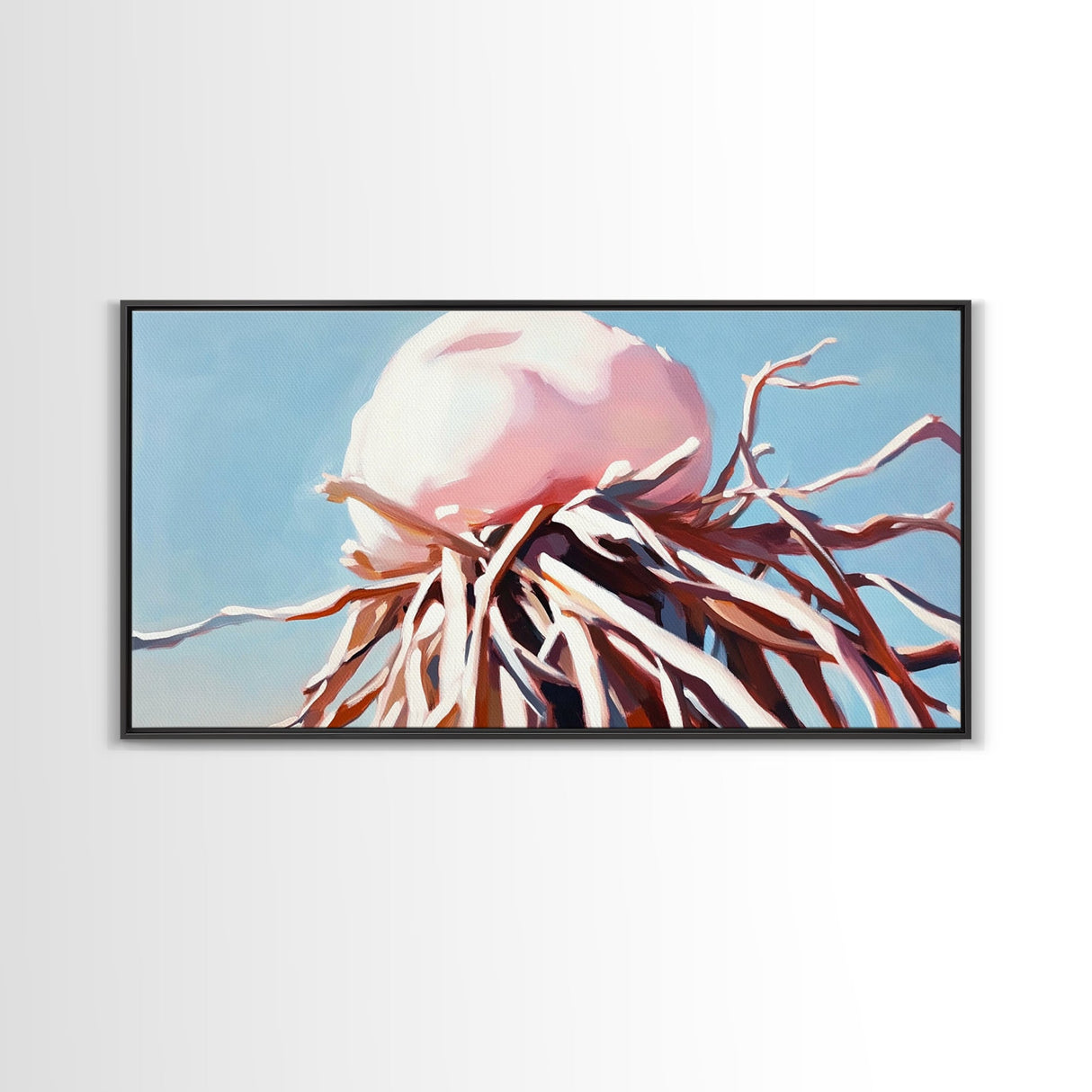 Jellyfish Art, Underwater Fantasy, Oceanic Decor, Ethereal Sea Life, Modern Coastal Home, Blue and Pink Palette, Canvas Print