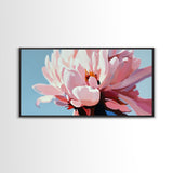 Peony Bloom, Floral Wall Art, Feminine Aesthetic, Modern Minimalist, Blush Pink Painting, Framed Canvas Print, Bedroom or Office Decor