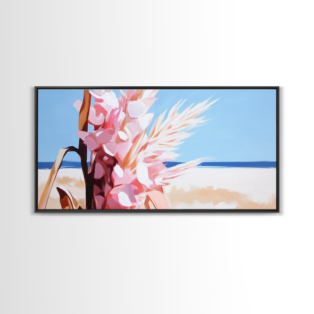 Wildflowers, Coastal Bloom, Boho Floral Art, Ocean Inspired Print, Modern Nature Wall Art, Soft Pastel Aesthetic, Canvas Print
