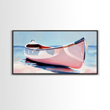 Canoe, Calm Waters, Minimalist Wall Art, Boho Adventure Decor, Nature Inspired Artwork, Lake House Aesthetic, Framed Canvas Print