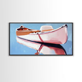 Rowboat, Water Reflection, Nautical Wall Art, Serene Coastal Decor, Minimalist Lake House Art, Framed Canvas Print, Gift Idea
