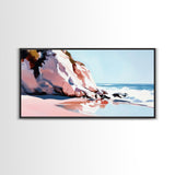 Coastal Cliffs, Ocean Waves, Beach Landscape, Wall Art, Canvas Print, Living Room Art, Modern Seascape, Blue Wall Decor, Nautical Art