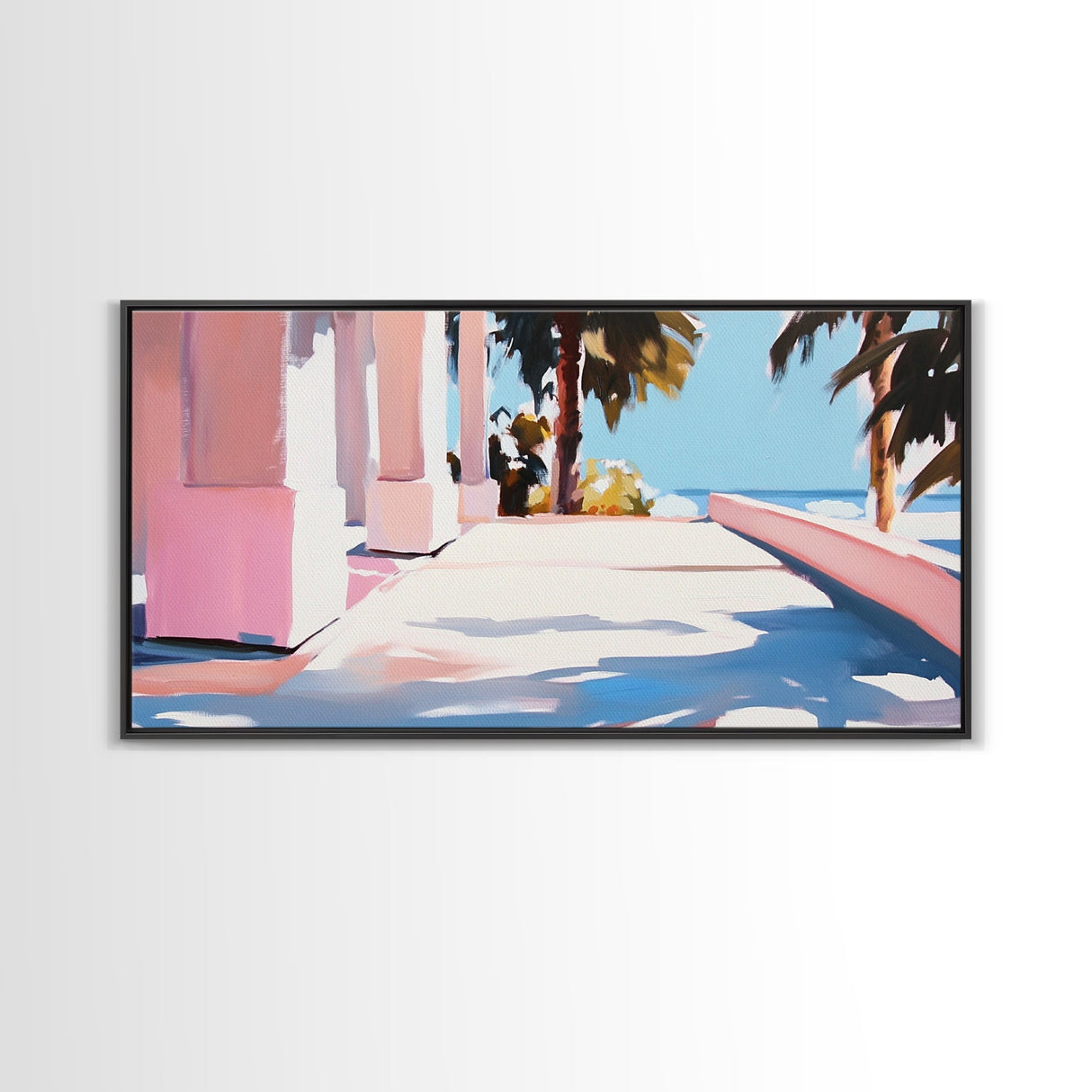 Palm Trees, Ocean View, Coastal Retreat, Canvas Print, Tropical Wall Art, Beach House Decor, Living Room Painting, Modern Minimalist Art
