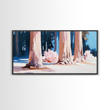 Sunset Forest, Golden Hour, Serene Nature, Canvas Print, Fall Wall Decor, Living Room Painting, Tranquil Art, Minimalist Woodland Art