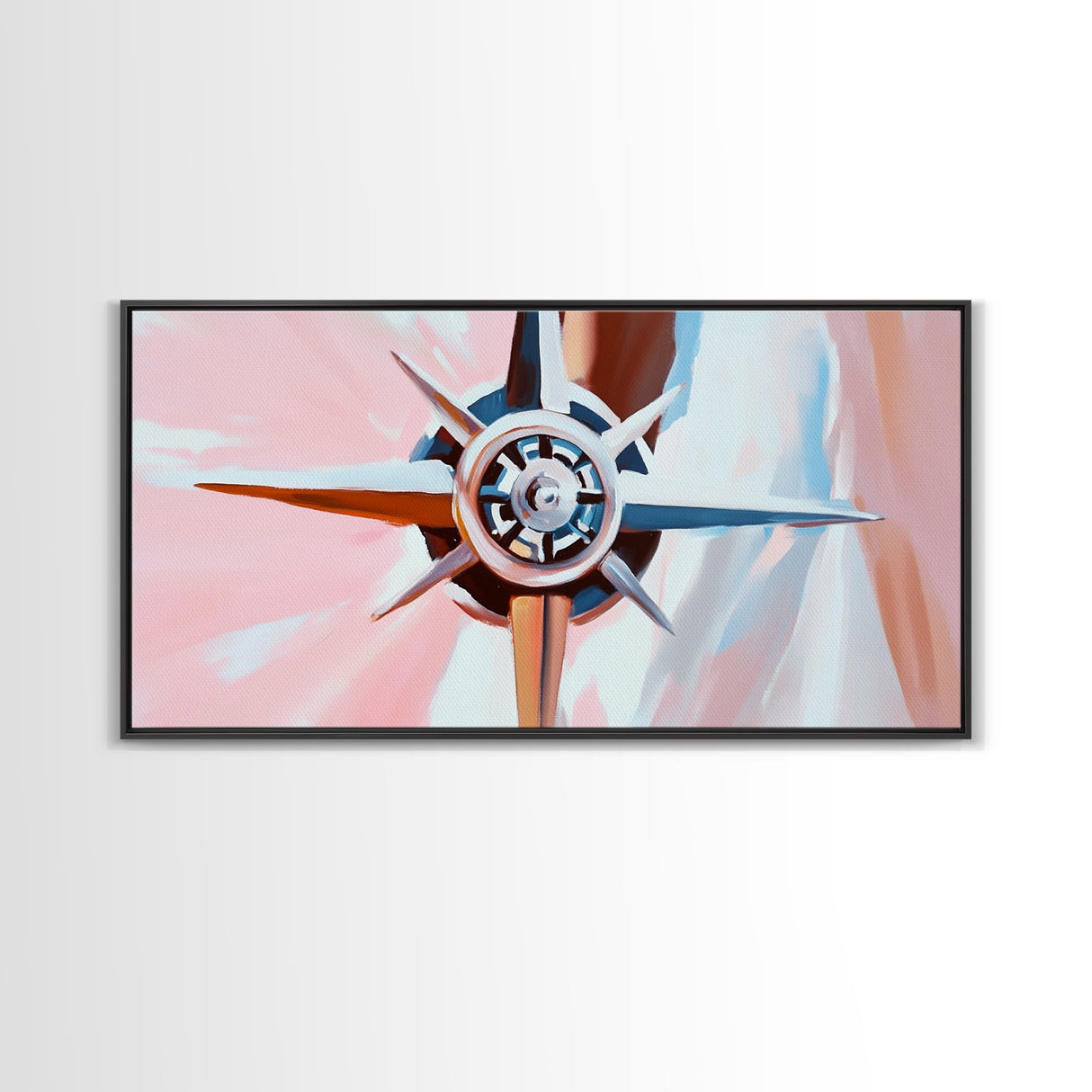 Compass Rose, Nautical Art, Pink Tones, Maritime Decor, Framed Canvas Print, Coastal Home Art, Boho Wall Art, Office Wall Decor