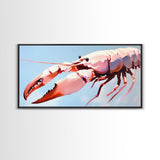 Lobster Art, Seafood Kitchen, Coastal Decor, Nautical Art, Framed Canvas Print, Ocean Inspired Wall Art, Beach House Aesthetic, Modern Artwork