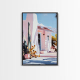 Desert House, Southwest Art, Warm Aesthetic, Boho Home, Framed Canvas Print, Modern Rustic Decor, Living Room Wall Art, Earthy Colors