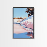 Winter Beach, Snowy Landscape, Soft Blue Sky, Minimalist Nature Scene, Abstract Seascape, Canvas Print, Office Wall Art, Calm Home Decor