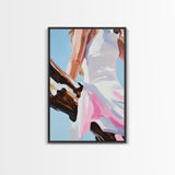 Summer Dress, Breezy Style, Feminine Art, Carefree Vibes, Romantic Aesthetic, Canvas Print, Bedroom Wall Art, Modern Fashion Painting