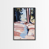 Nature Stream, Forest Landscape, Tranquil Woods, Framed Canvas Print, Minimalist Wall Art, Living Room Wall Decor, Rustic Home Decor
