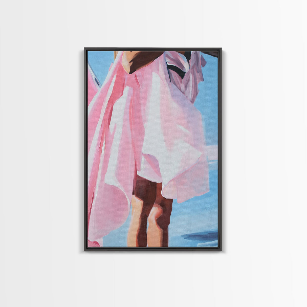 Flowing Dress, Feminine Art, Soft Aesthetic, Elegant Style, Framed Canvas Print, Fashion Illustration, Romantic Home Decor, Bedroom Art