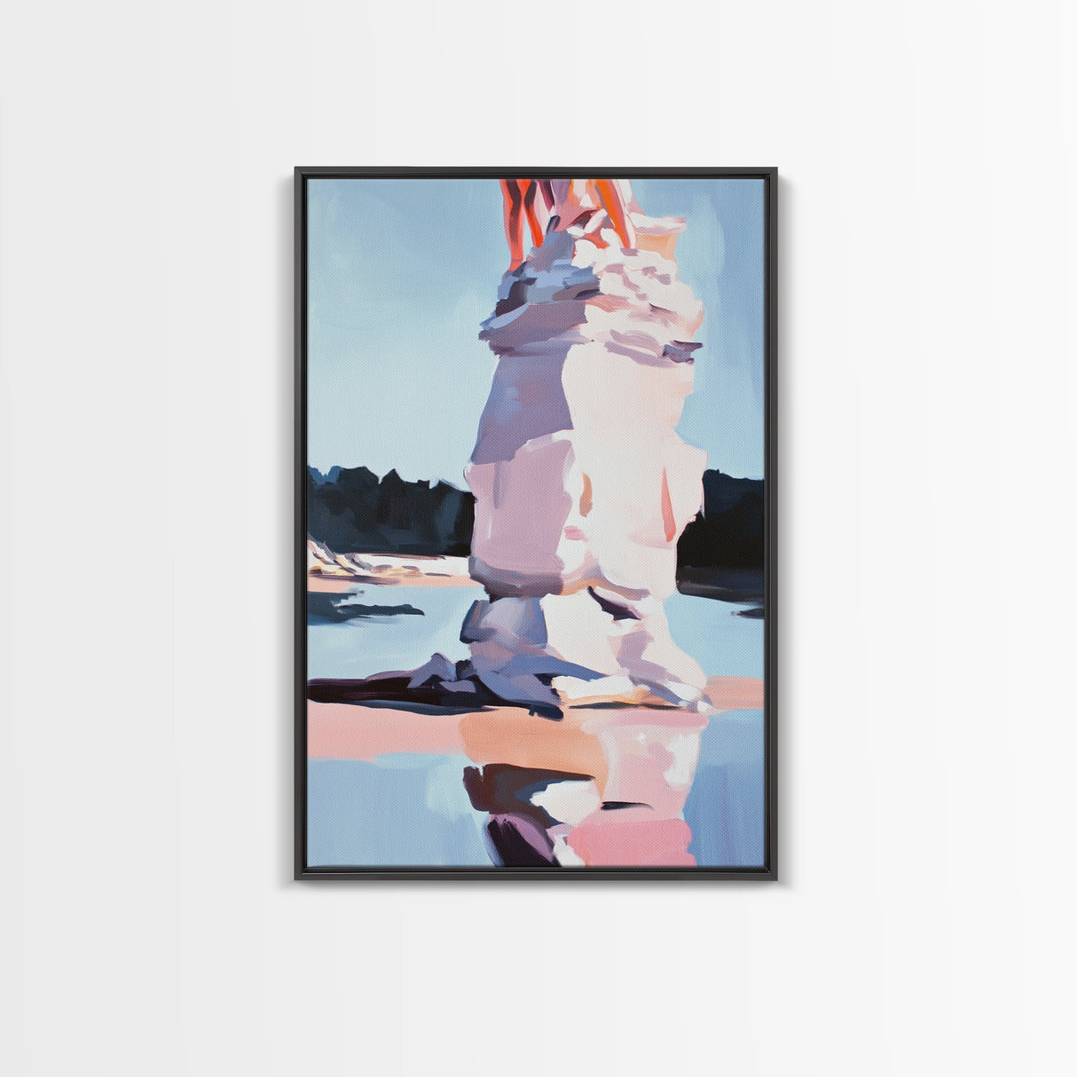 Pink Ice, Abstract, Winter Wall Art, Modern Home Decor, Pastel Landscape, Nature Inspired, Contemporary Art, Framed Canvas Print