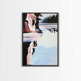 Winter Lake, Reflections, Moody Landscape, Nature Photography Style, Cool Tones, Wilderness Art, Cabin Decor, Framed Canvas Print