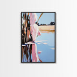 Marsh Reflection, Nature Wall Art, Serene Landscape, Boho Home Decor, Tranquil Aesthetic, Living Room Art, Canvas Print, Water Painting