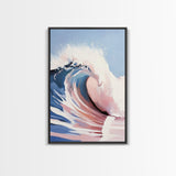 Surf Wave Print, Dynamic Ocean Art, Abstract Beach Painting, Framed Canvas Print, Coastal Home Decor, Nautical Aesthetic, Living Room Art