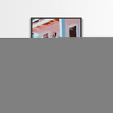 Coastal Cottage Porch, Beach House Art, Nautical Home Print, Framed Canvas Print, Serene Summer Aesthetic, Relaxing Living Room Wall Art