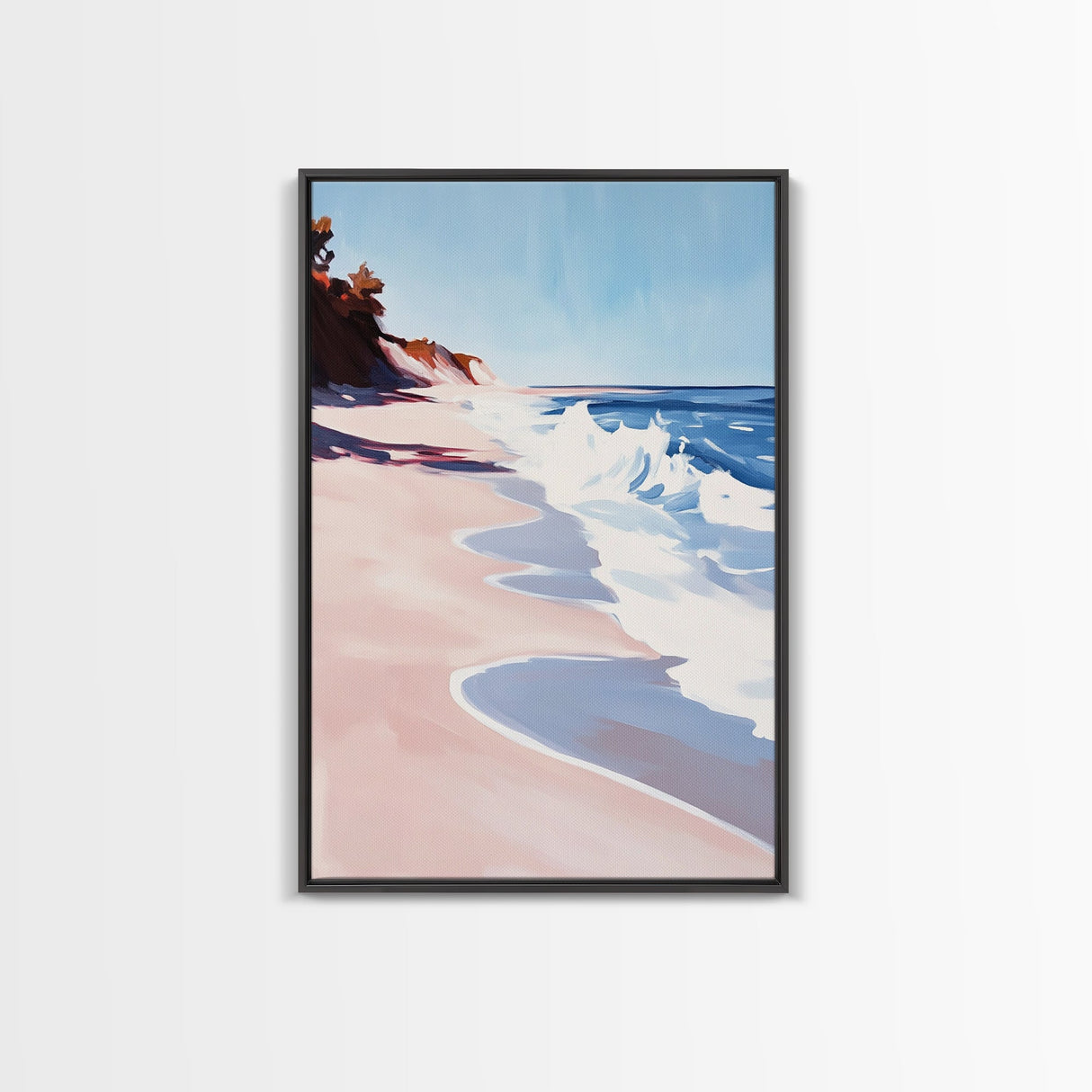 Ocean Waves, Coastal Art, Beach House Print, Nautical Wall Art, Framed Canvas Print, Modern Seascape, Minimalist Decor, Blue Tones