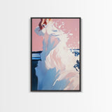 Pink Clouds, Coastal, Beach Wall Art, Boho, Aesthetic, Dreamy, Sunset, Pastel, Sky, Seascape, Minimalist, Framed Canvas Print